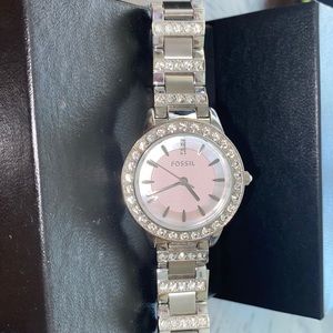 Fossil crystal accent watch with pink face